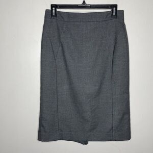ANN TAYLOR Skirt Womens 6 Gray Midi Rear Pleat Career